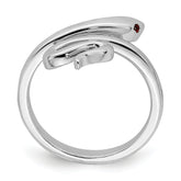 Sterling Silver Rhodium-plated Snake With Synthetic Ruby Toe Ring